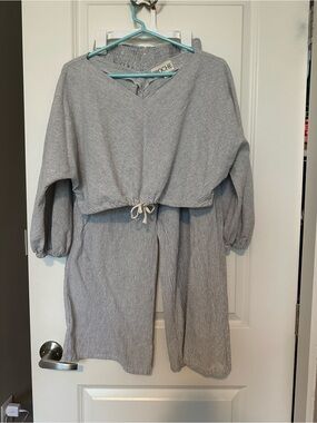 Proche Studios - Striped Drawstring Casual Dress - Gray